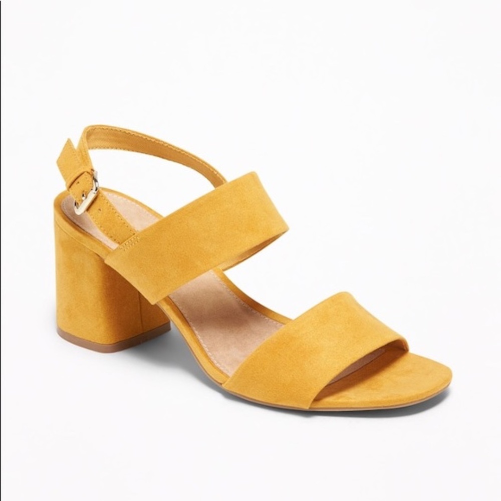 Old Navy Faux-Suede Slingback Block Heel Mustard